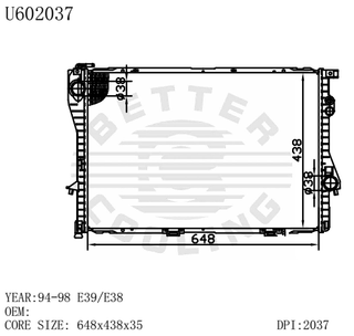 Auto Radiator for BMW 94-98 E39/E38